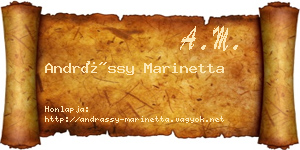 Andrássy Marinetta névjegykártya